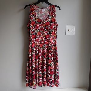 LuLaRoe Nicki Floral Sleeveless A-Line Dress with Pockets